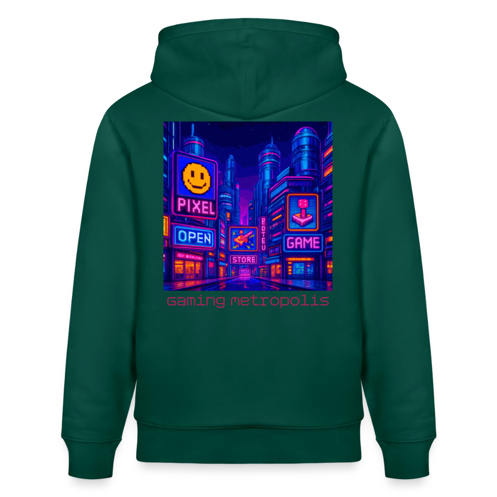 Organic Hoody - Neon Pixel City - forest