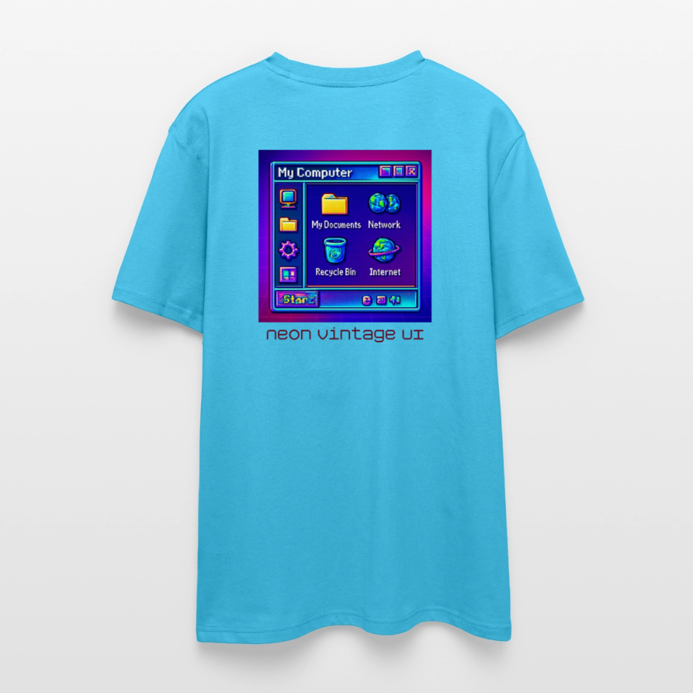 Organic T-Shirt - Retro Desktop - aqua blue