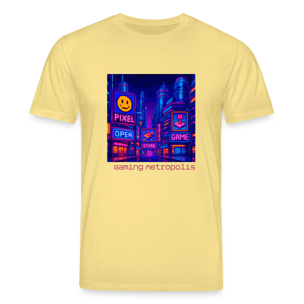 Organic T-Shirt - Neon Pixel City - viva yellow 