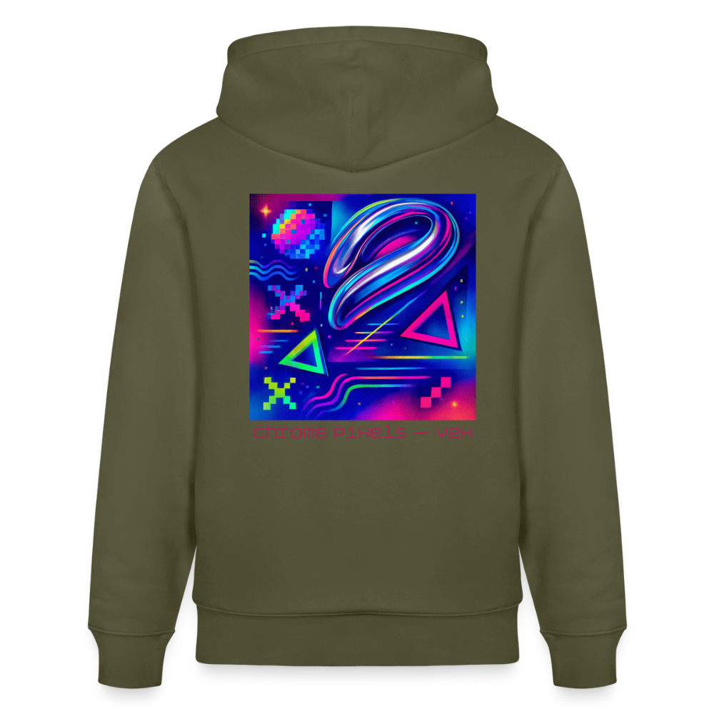 Organic Hoody - Neon Geometrics - khaki green