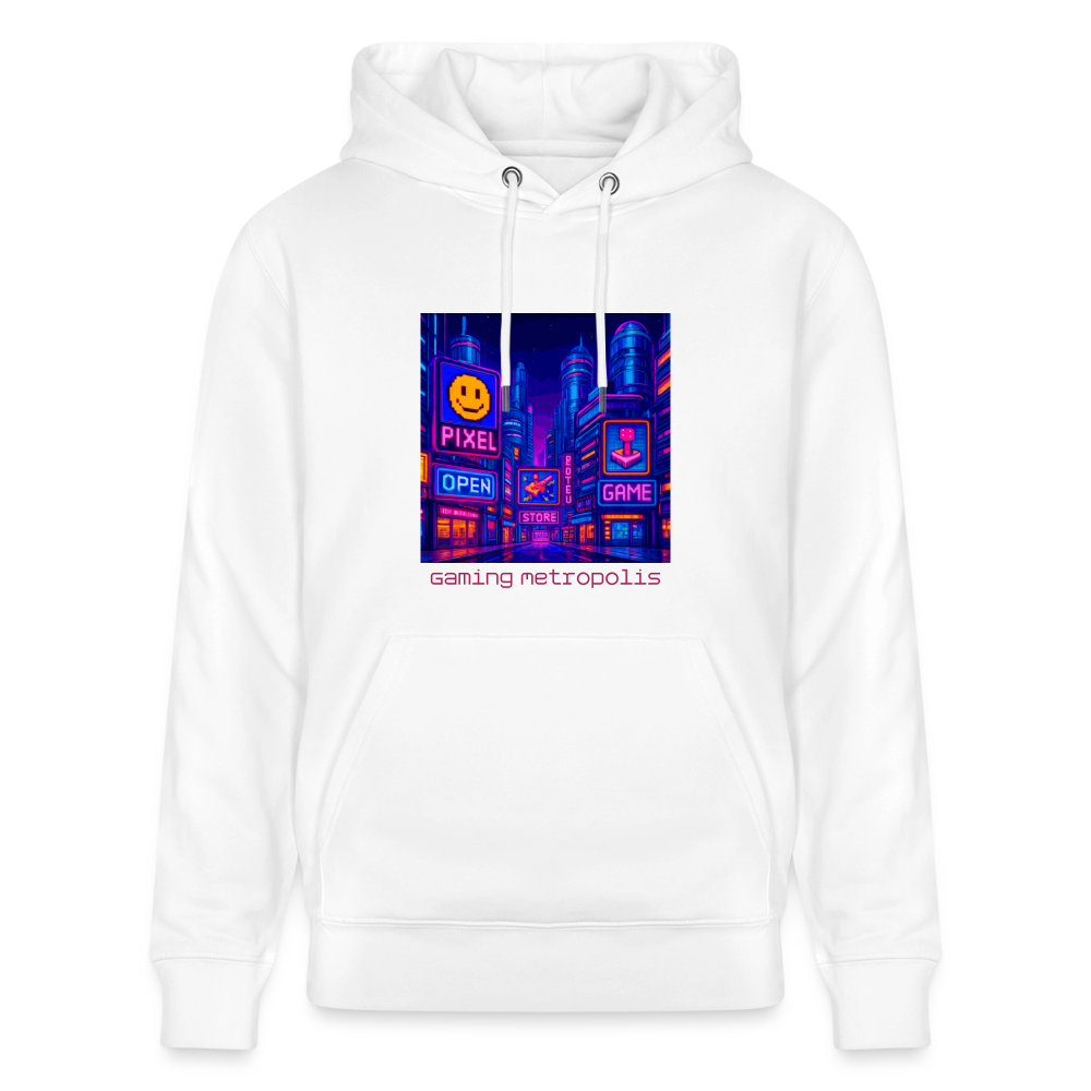 Organic Hoody - Neon Pixel City - white