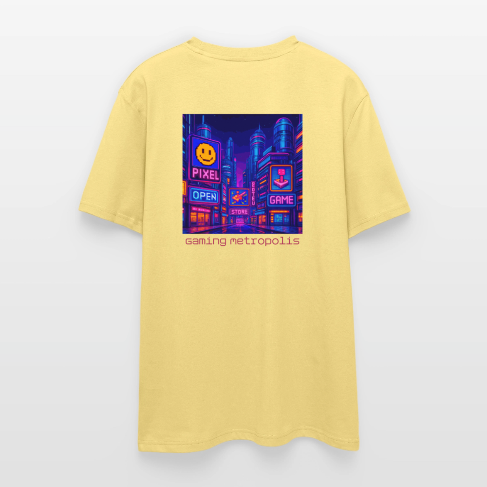 Organic T-Shirt - Neon Pixel City - viva yellow 