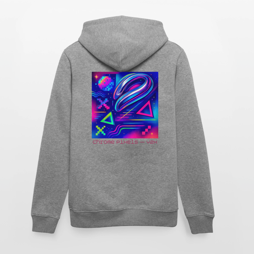 Organic Hoody - Neon Geometrics - slub heather grey