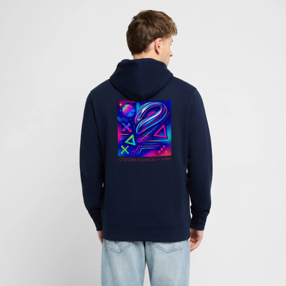 Organic Hoody - Neon Geometrics - navy