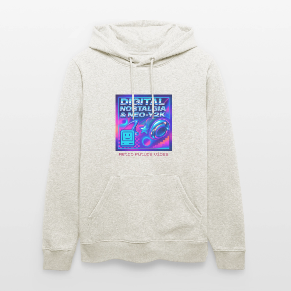 Organic Hoody - Digital Nostalgia - heather oatmeal