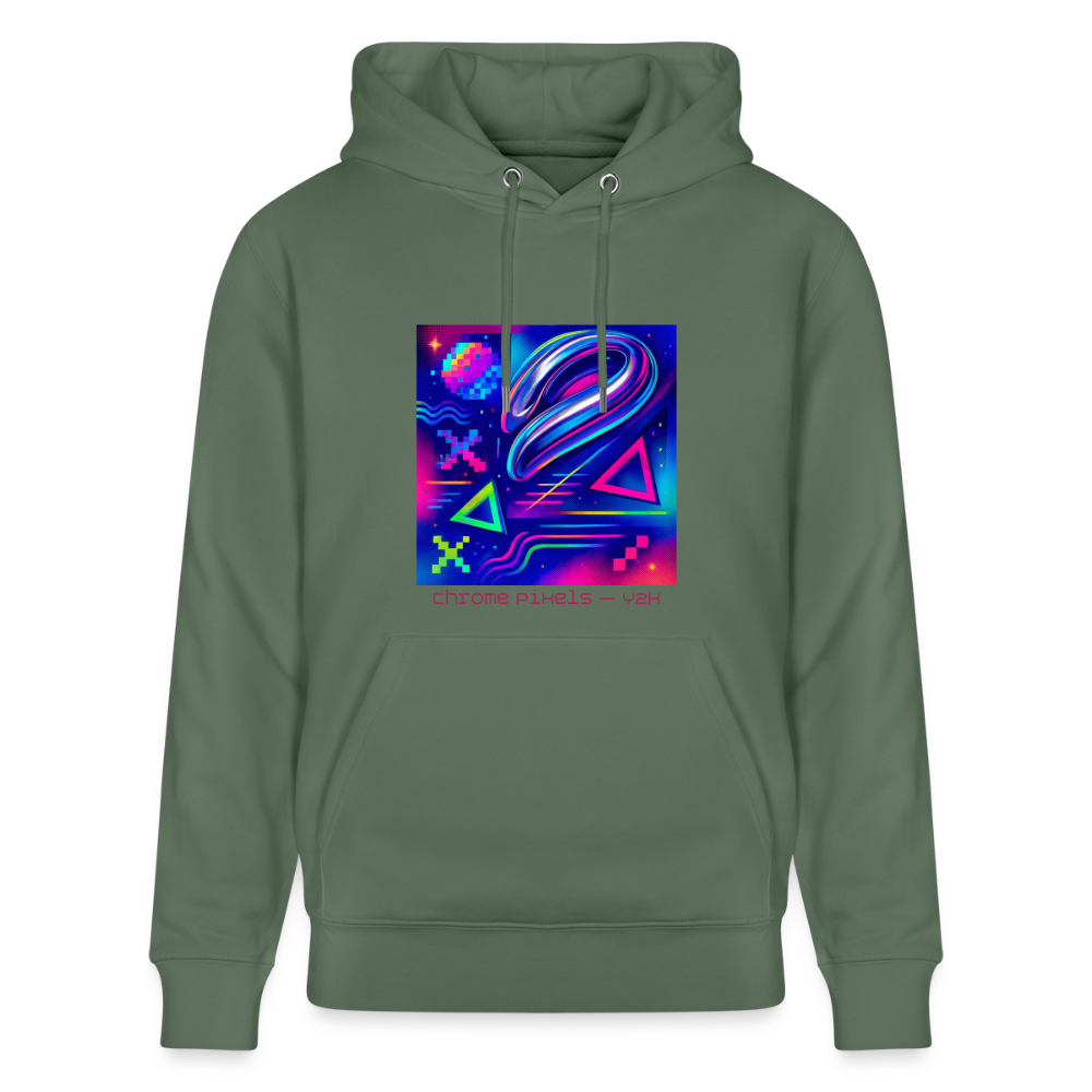 Organic Hoody - Neon Geometrics - cypress green