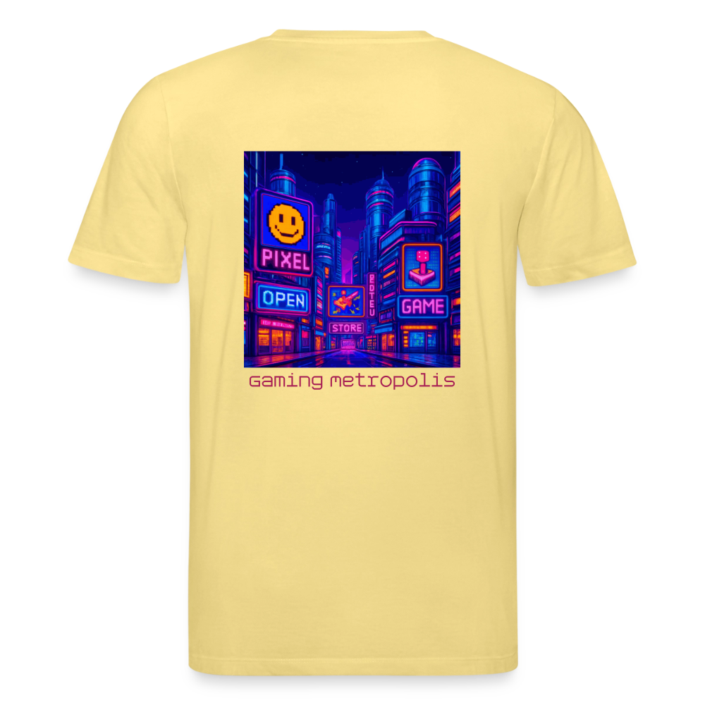 Organic T-Shirt - Neon Pixel City - viva yellow 