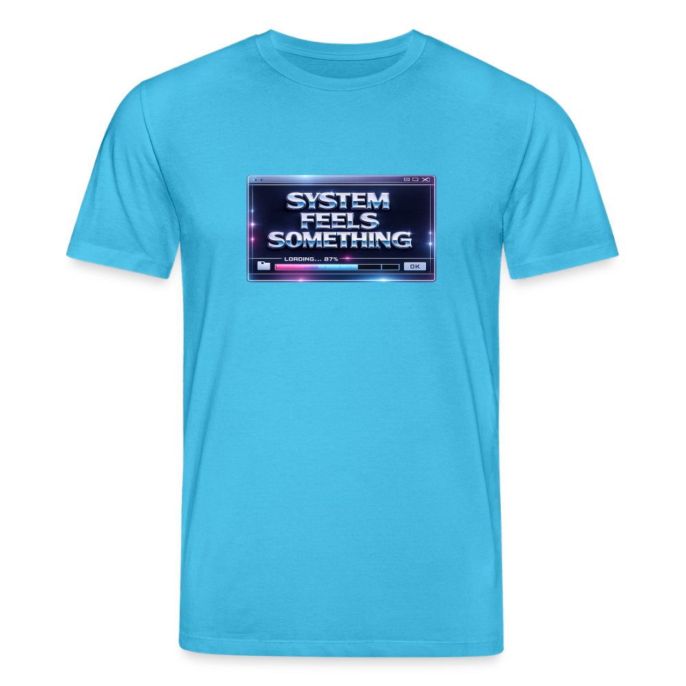 Organic T-Shirt - Sentience Loading Now - aqua blue