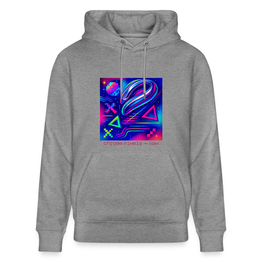 Organic Hoody - Neon Geometrics - slub heather grey