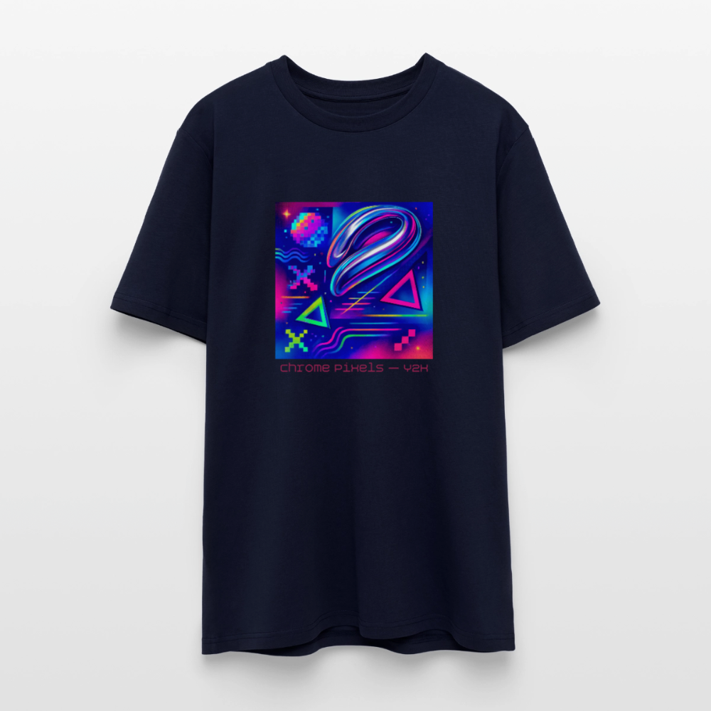 Organic T-Shirt - Neon Geometrics - navy