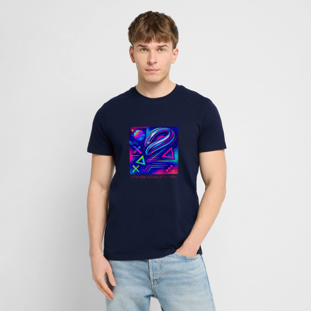 Organic T-Shirt - Neon Geometrics - navy