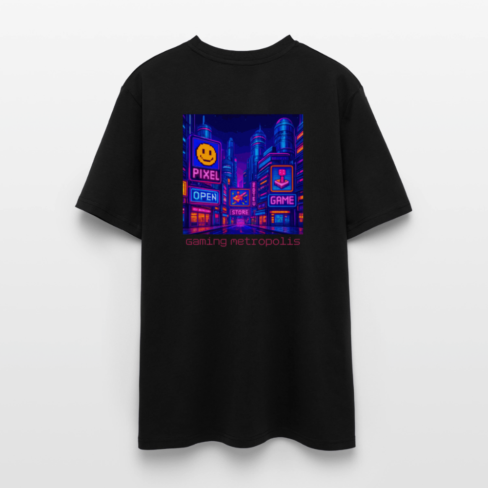 Organic T-Shirt - Neon Pixel City - black