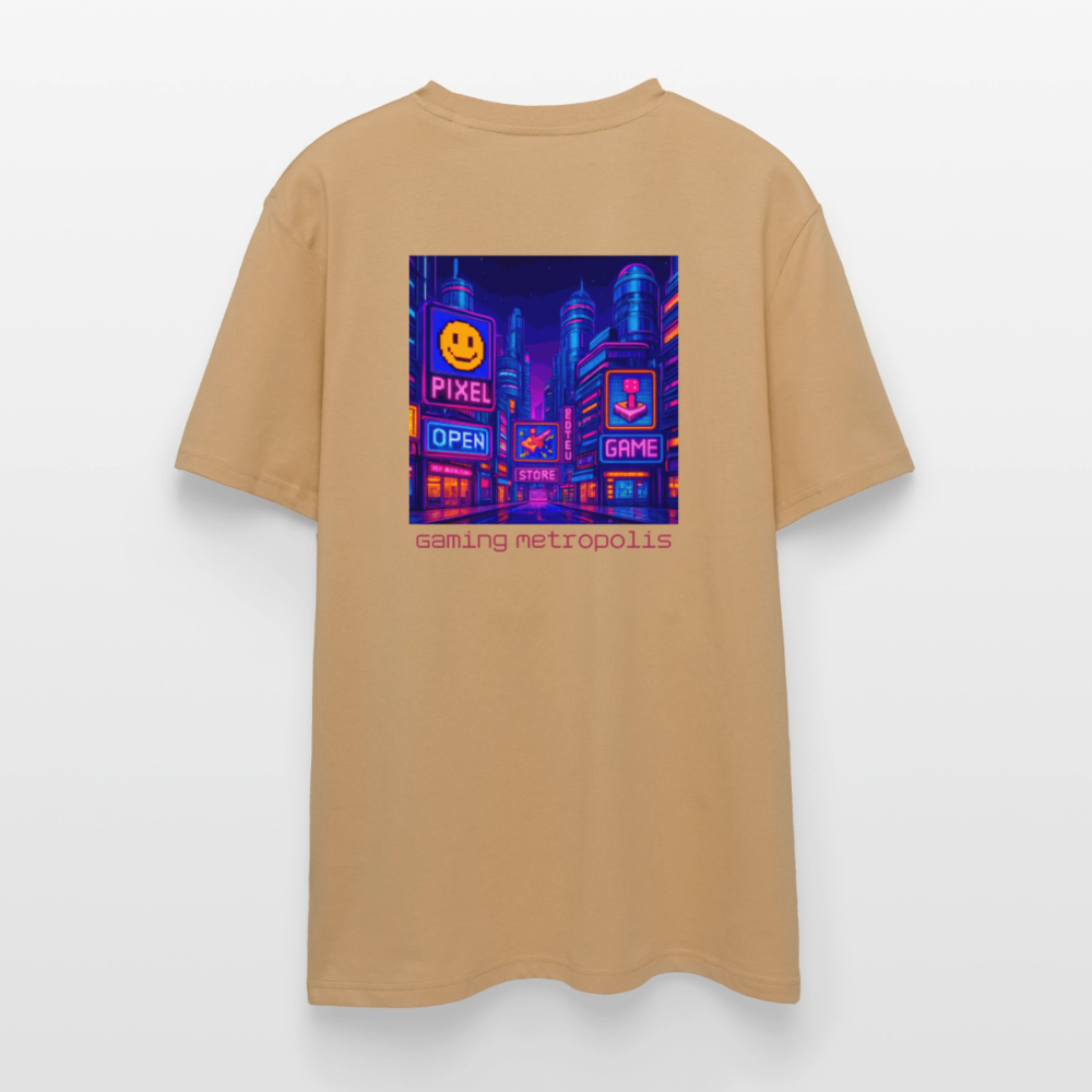 Organic T-Shirt - Neon Pixel City - caramel 