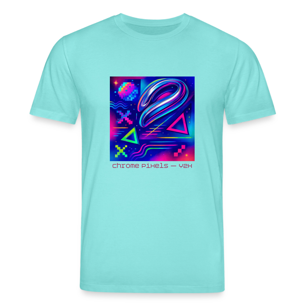 Organic T-Shirt - Neon Geometrics - pool blue