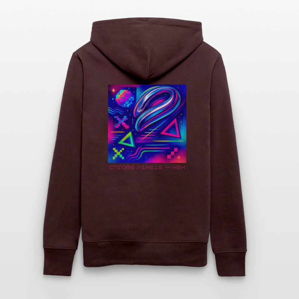 Organic Hoody - Neon Geometrics - maroon