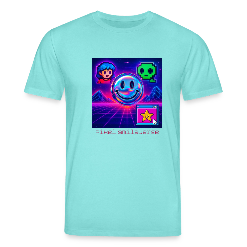 Organic T-Shirt - Retro Arcade Dream - pool blue