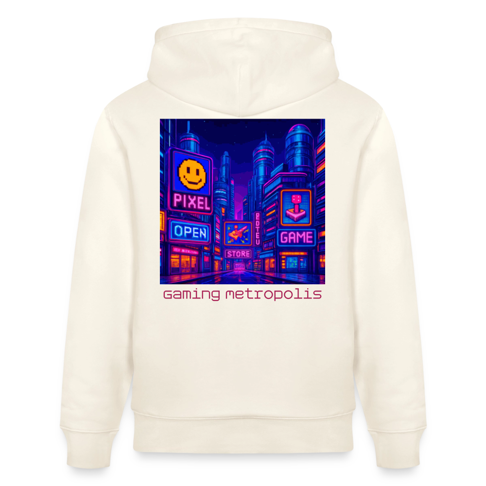 Organic Hoody - Neon Pixel City - natural white