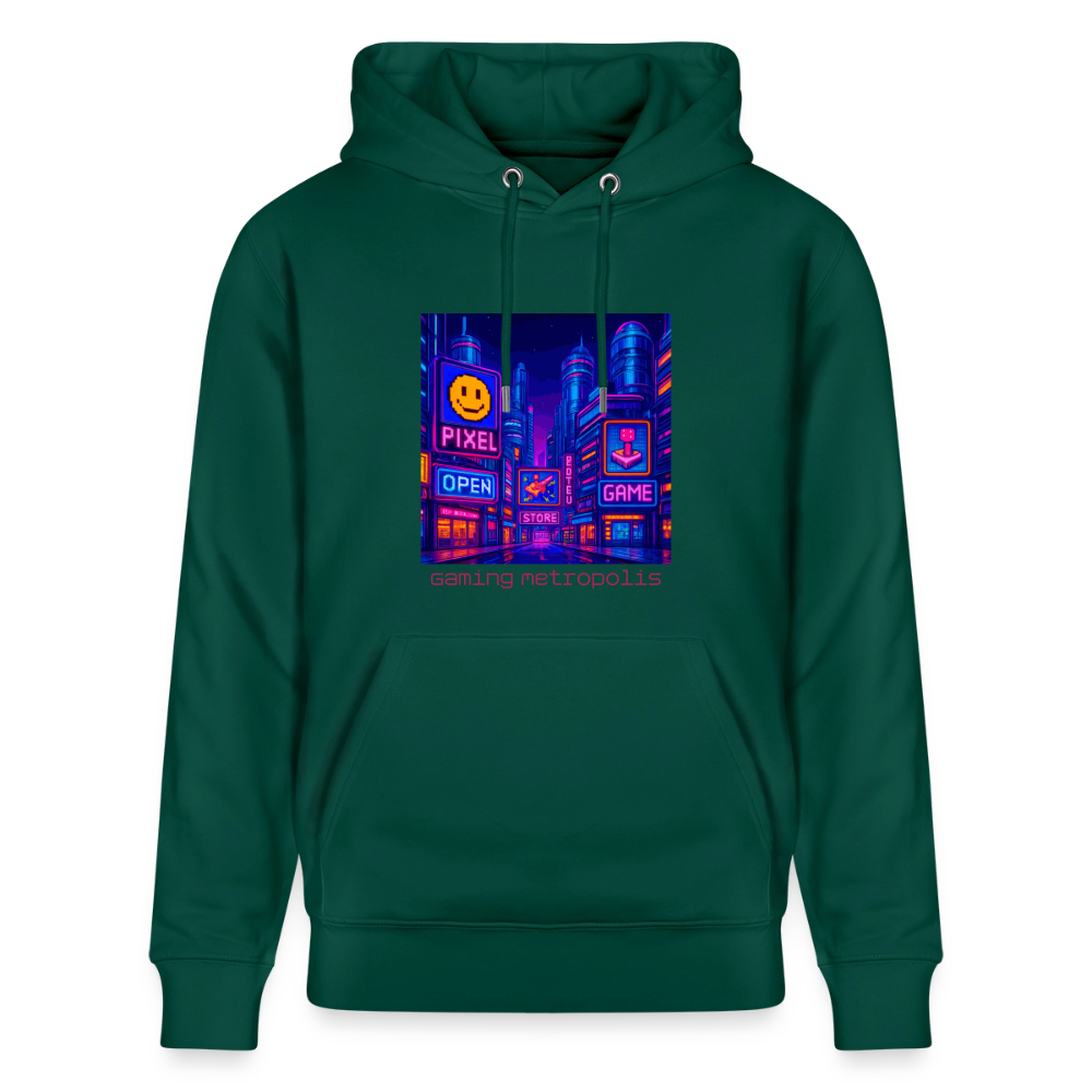 Organic Hoody - Neon Pixel City - forest