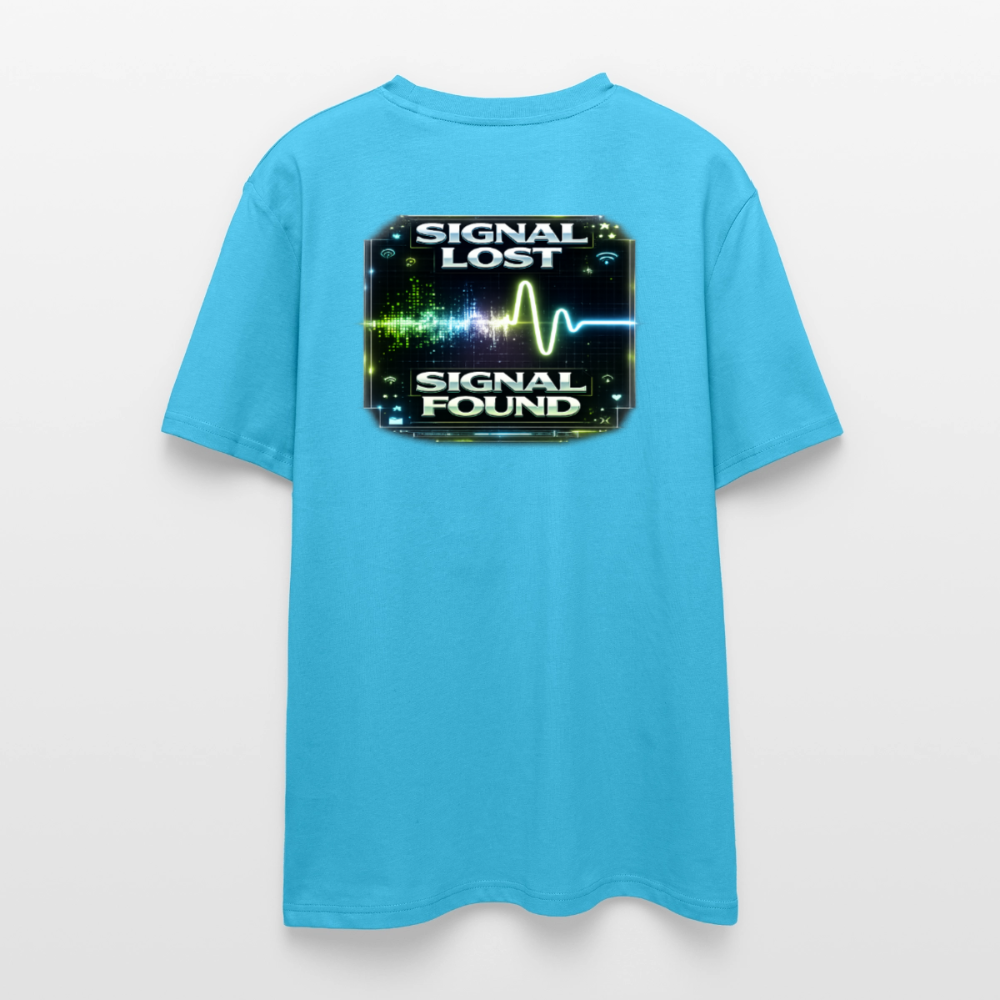 Organic T-Shirt - Signal Restored - aqua blue