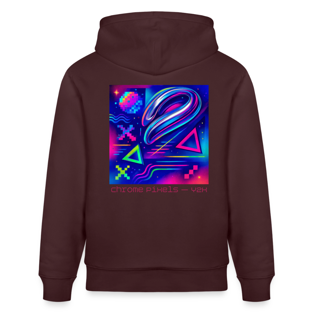 Organic Hoody - Neon Geometrics - maroon