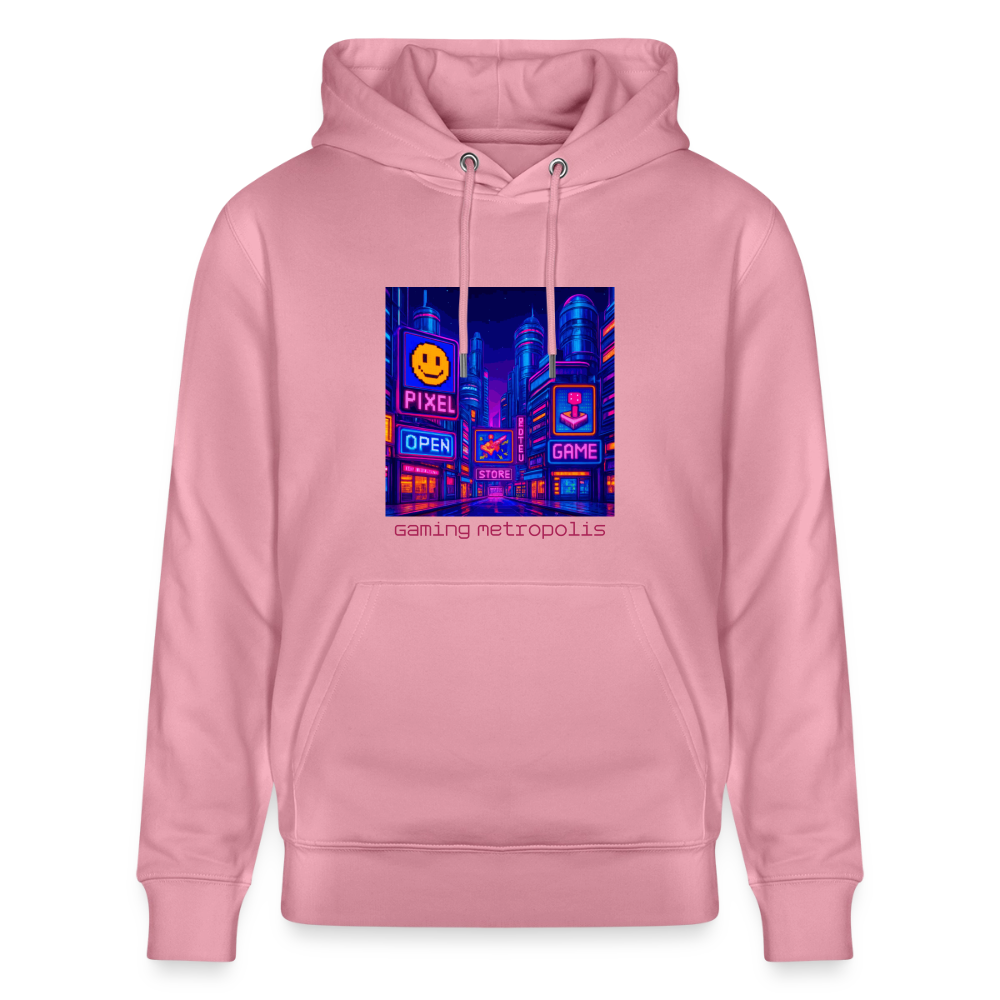 Organic Hoody - Neon Pixel City - lilac dream