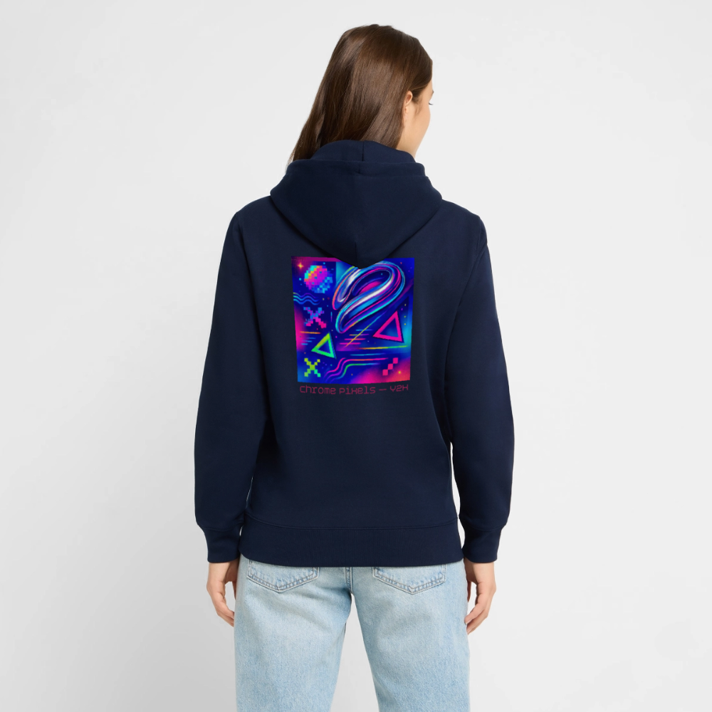 Organic Hoody - Neon Geometrics - navy