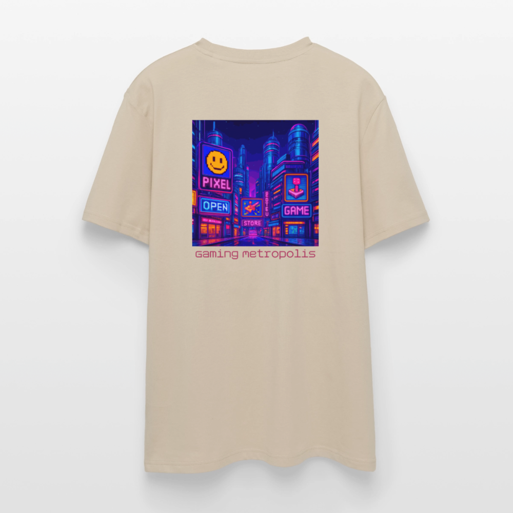 Organic T-Shirt - Neon Pixel City - beige