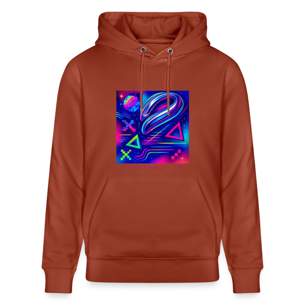 Organic Hoody - Neon Geometrics - heritage brown
