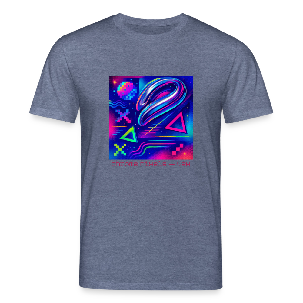 Organic T-Shirt - Neon Geometrics - dark heather blue