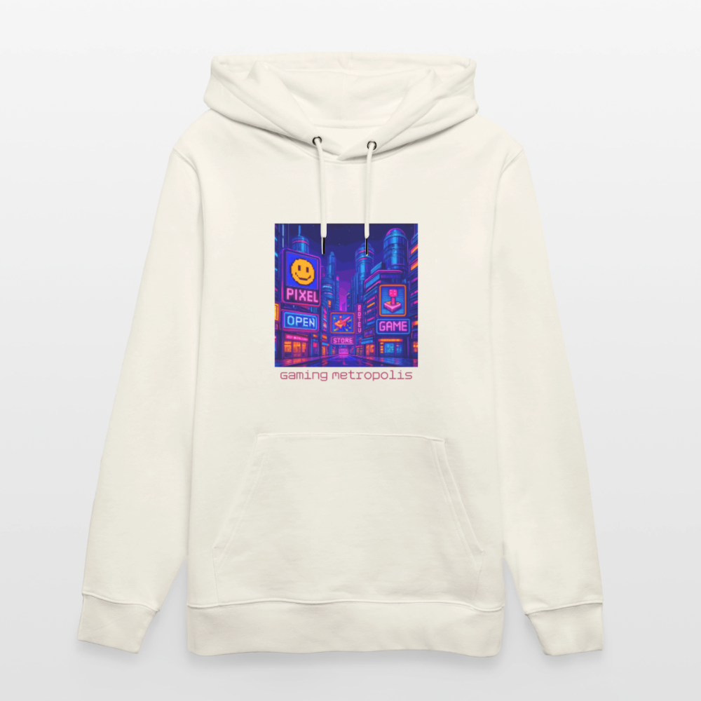 Organic Hoody - Neon Pixel City - natural white