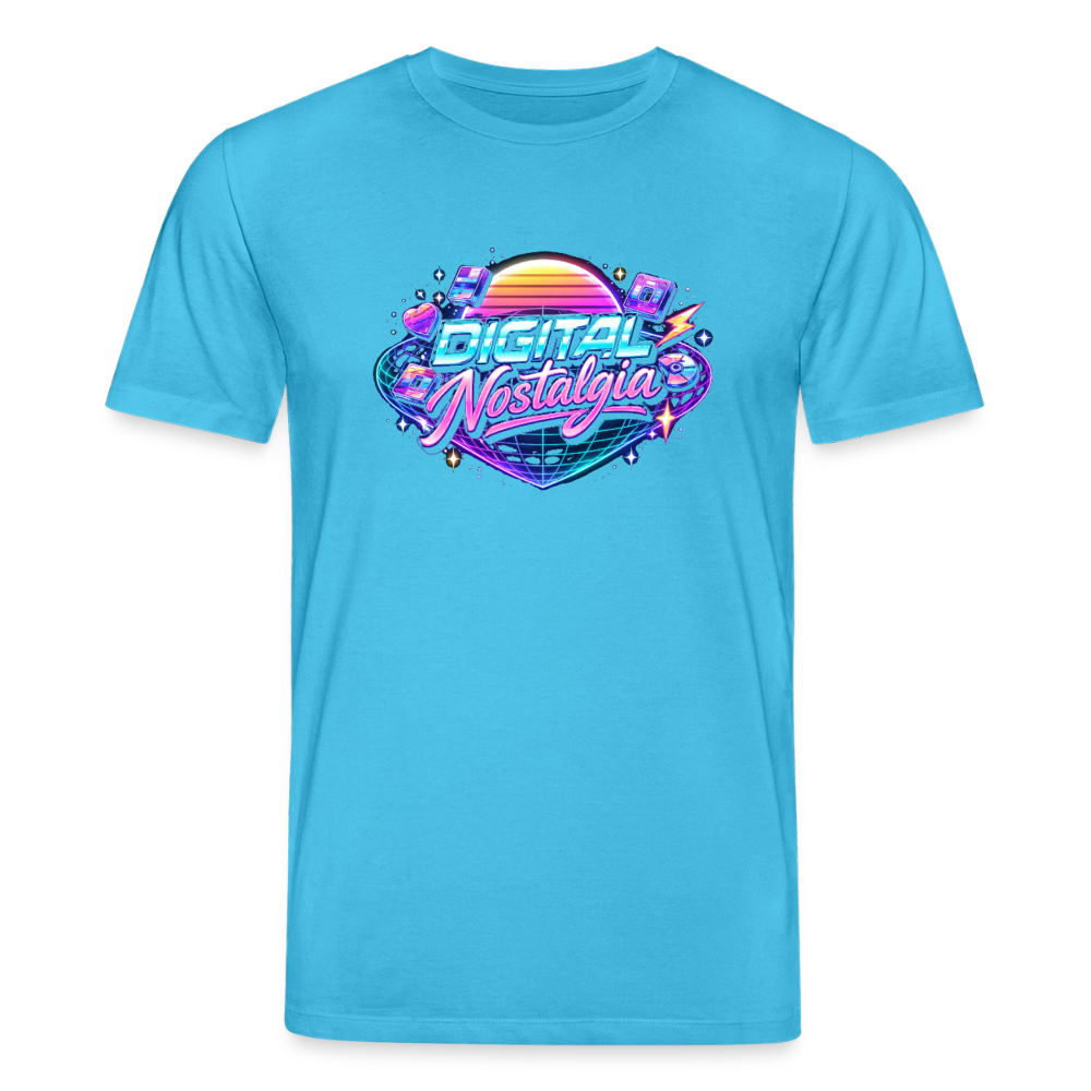 Organic T-Shirt - Retro Future Wave - aqua blue
