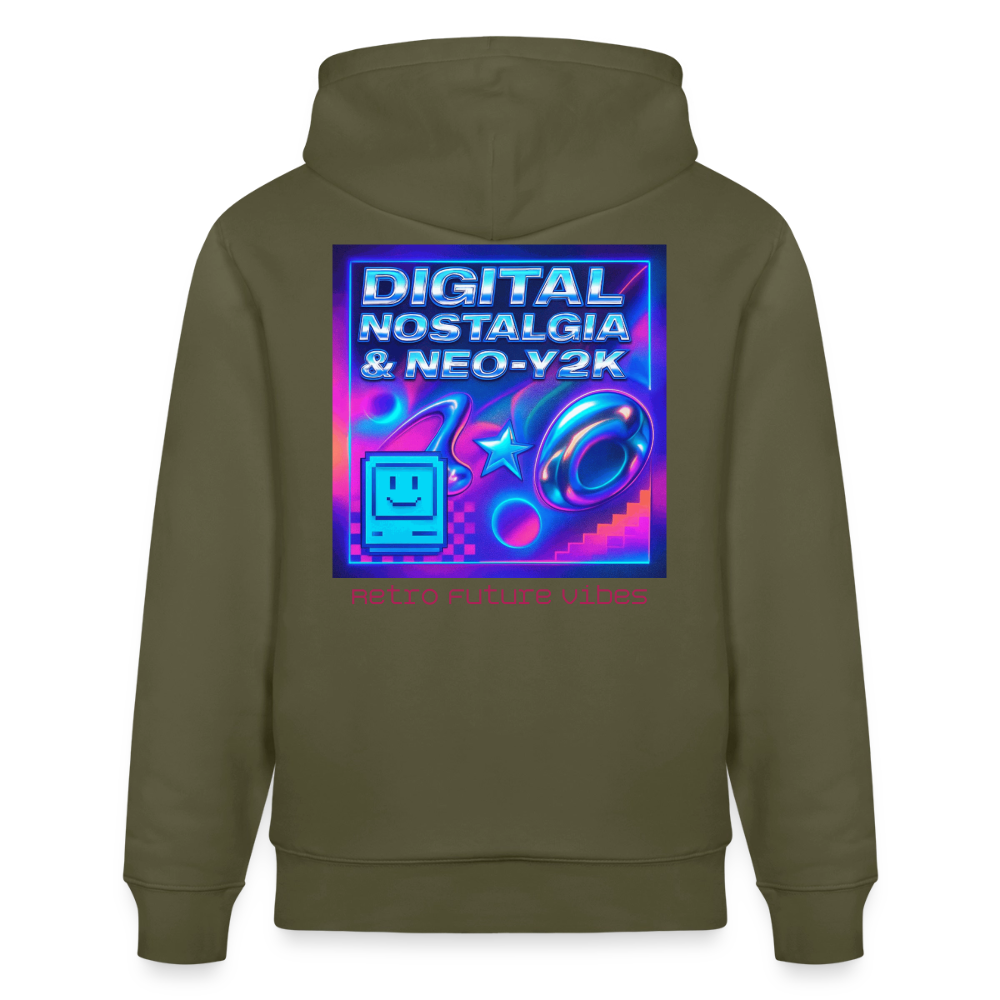 Organic Hoody - Digital Nostalgia - khaki green