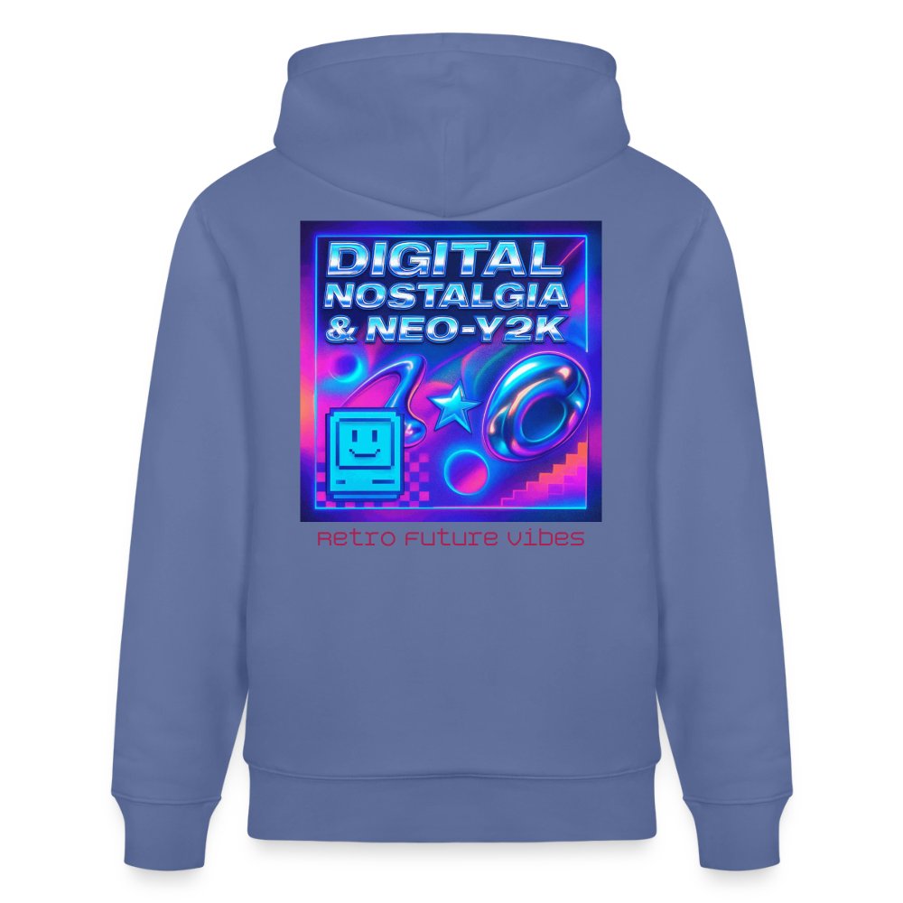 Organic Hoody - Digital Nostalgia - bright blue