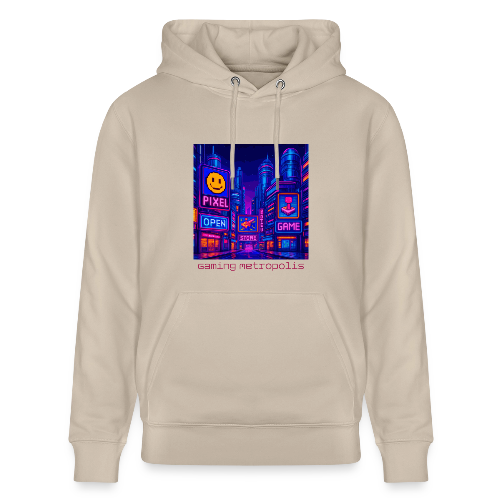 Organic Hoody - Neon Pixel City - beige