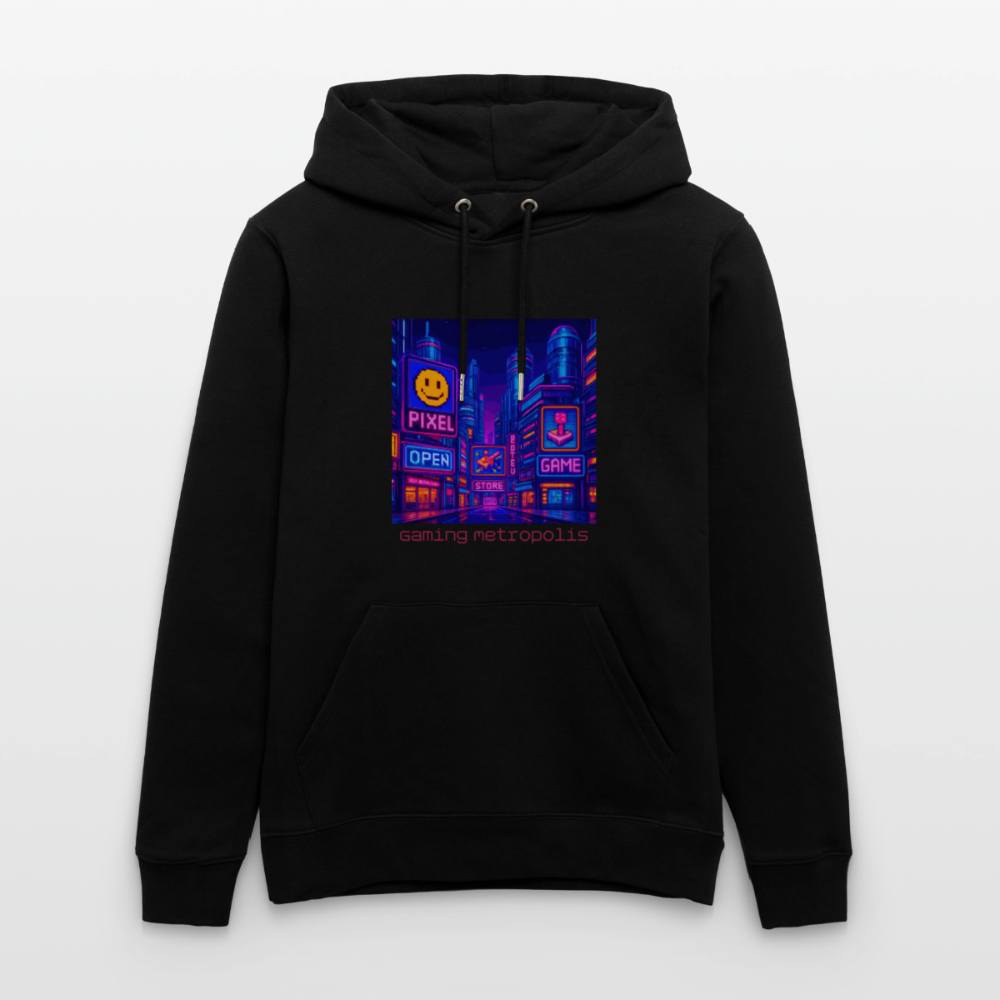Organic Hoody - Neon Pixel City - black