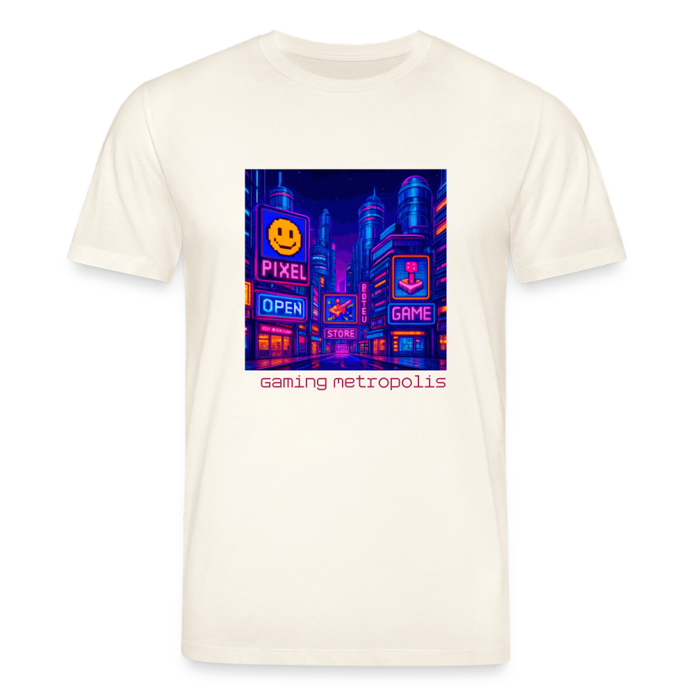 Organic T-Shirt - Neon Pixel City - natural white
