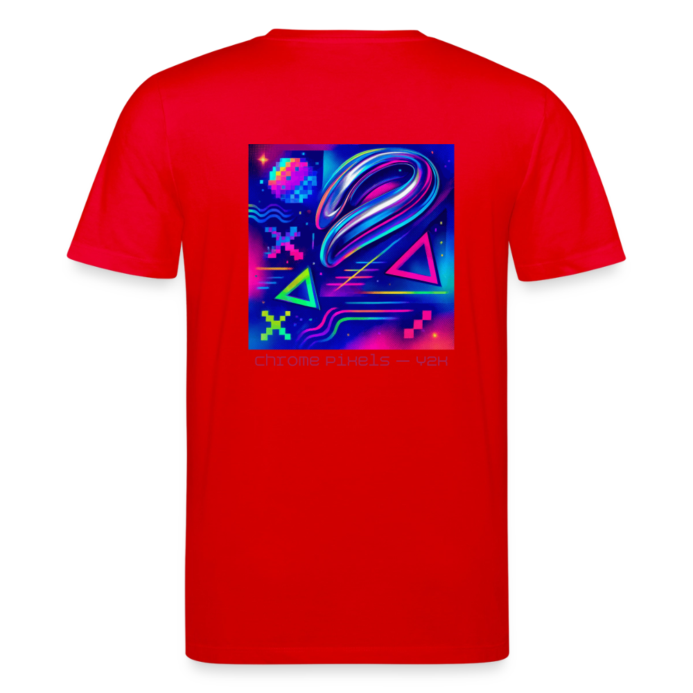 Organic T-Shirt - Neon Geometrics - red
