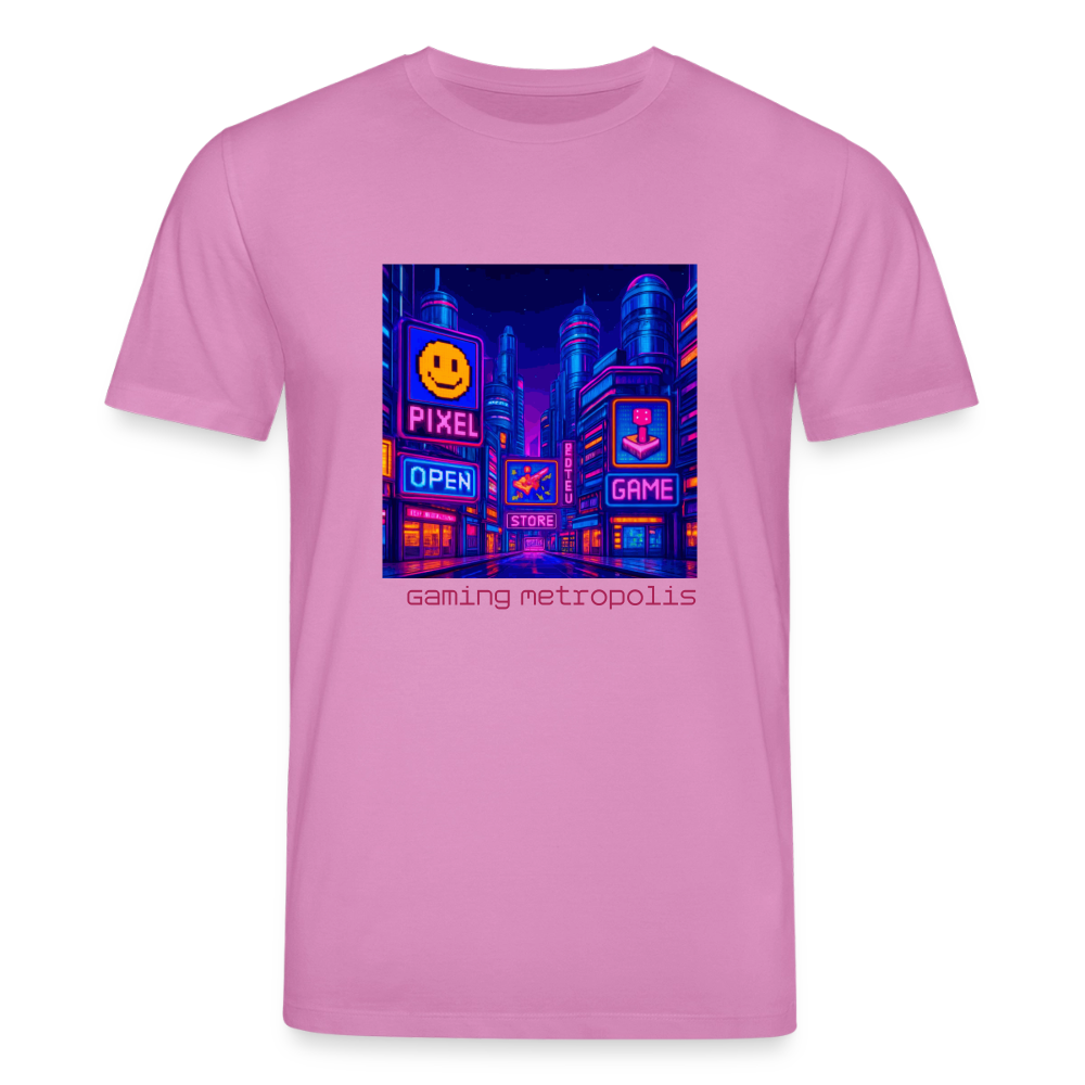 Organic T-Shirt - Neon Pixel City - pink