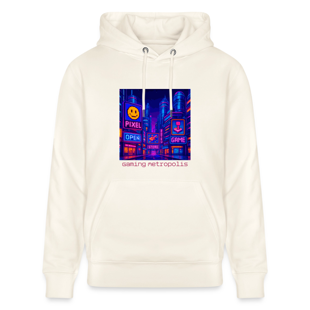 Organic Hoody - Neon Pixel City - natural white