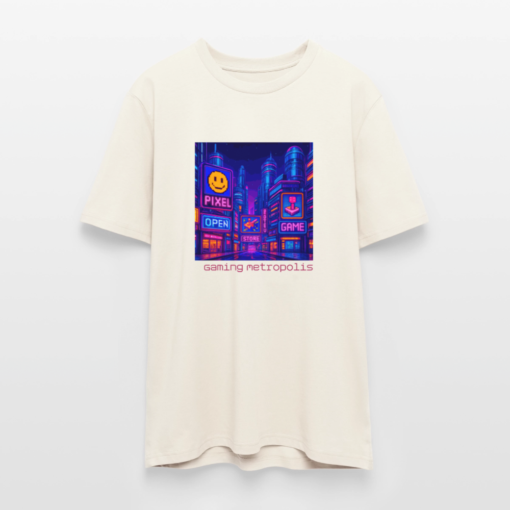 Organic T-Shirt - Neon Pixel City - natural white