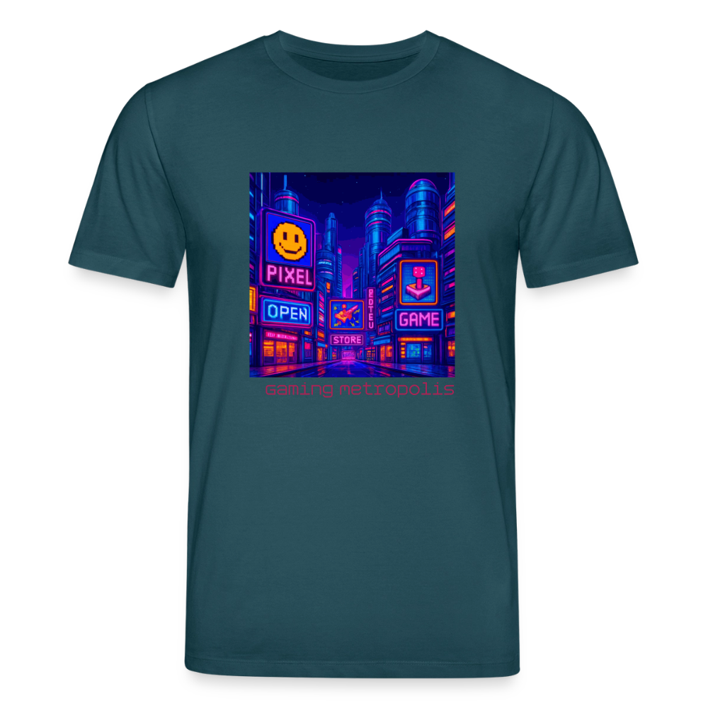 Organic T-Shirt - Neon Pixel City - stargazer