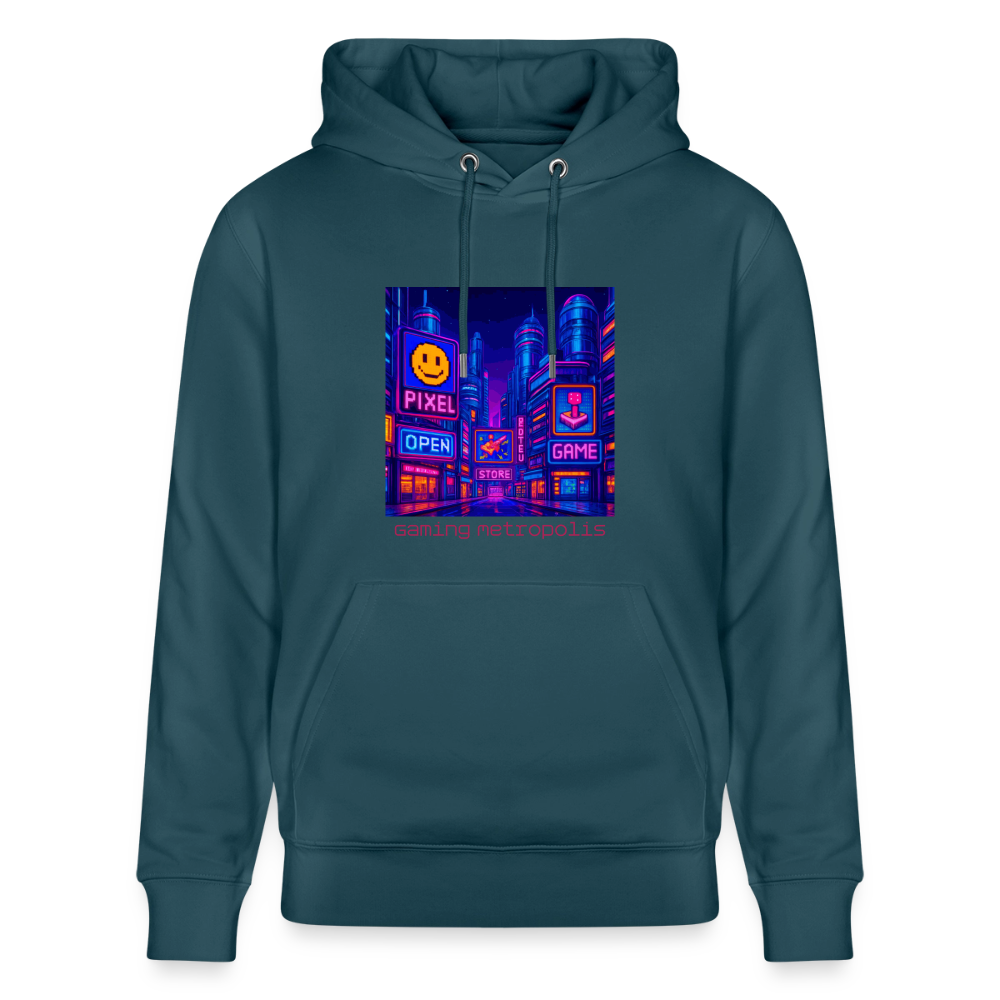Organic Hoody - Neon Pixel City - stargazer