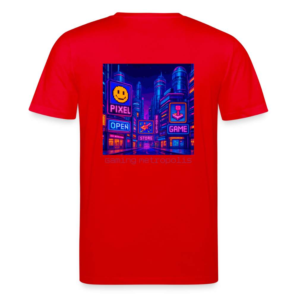 Organic T-Shirt - Neon Pixel City - red