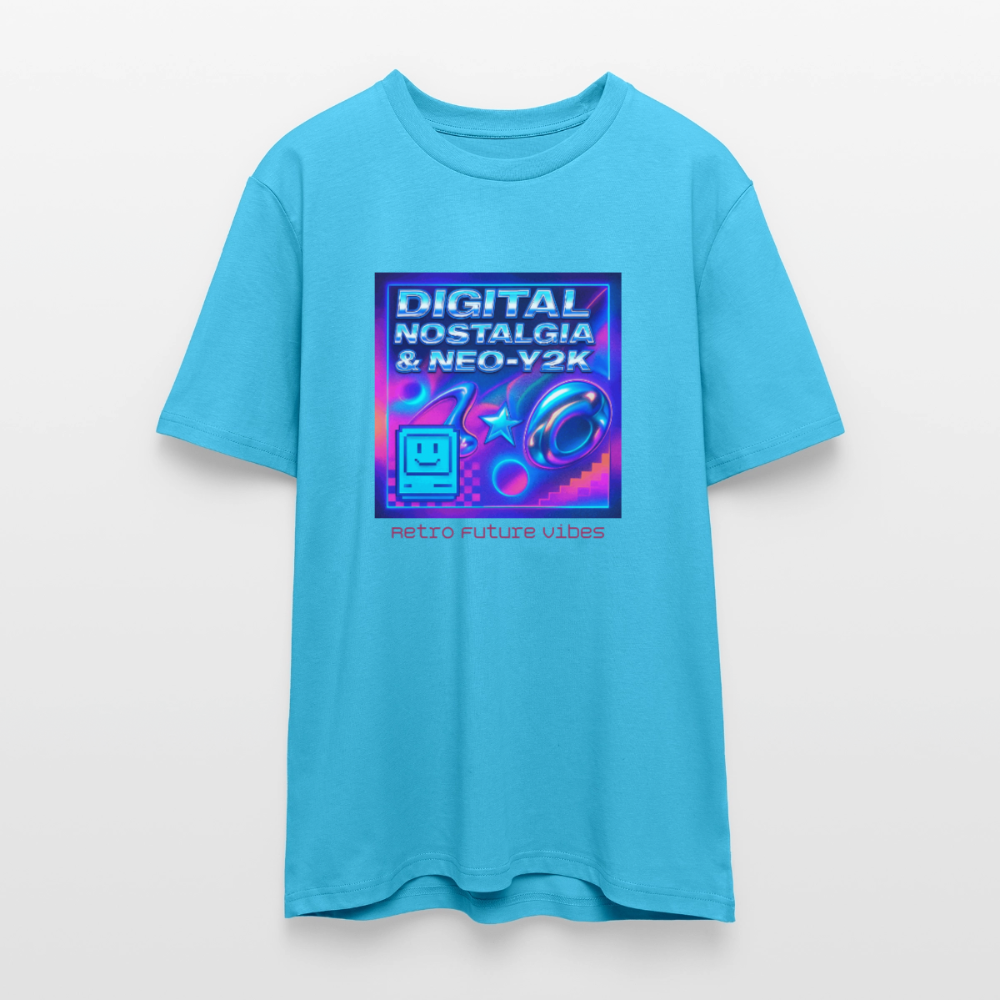 Organic T-Shirt - Digital Nostalgia - aqua blue