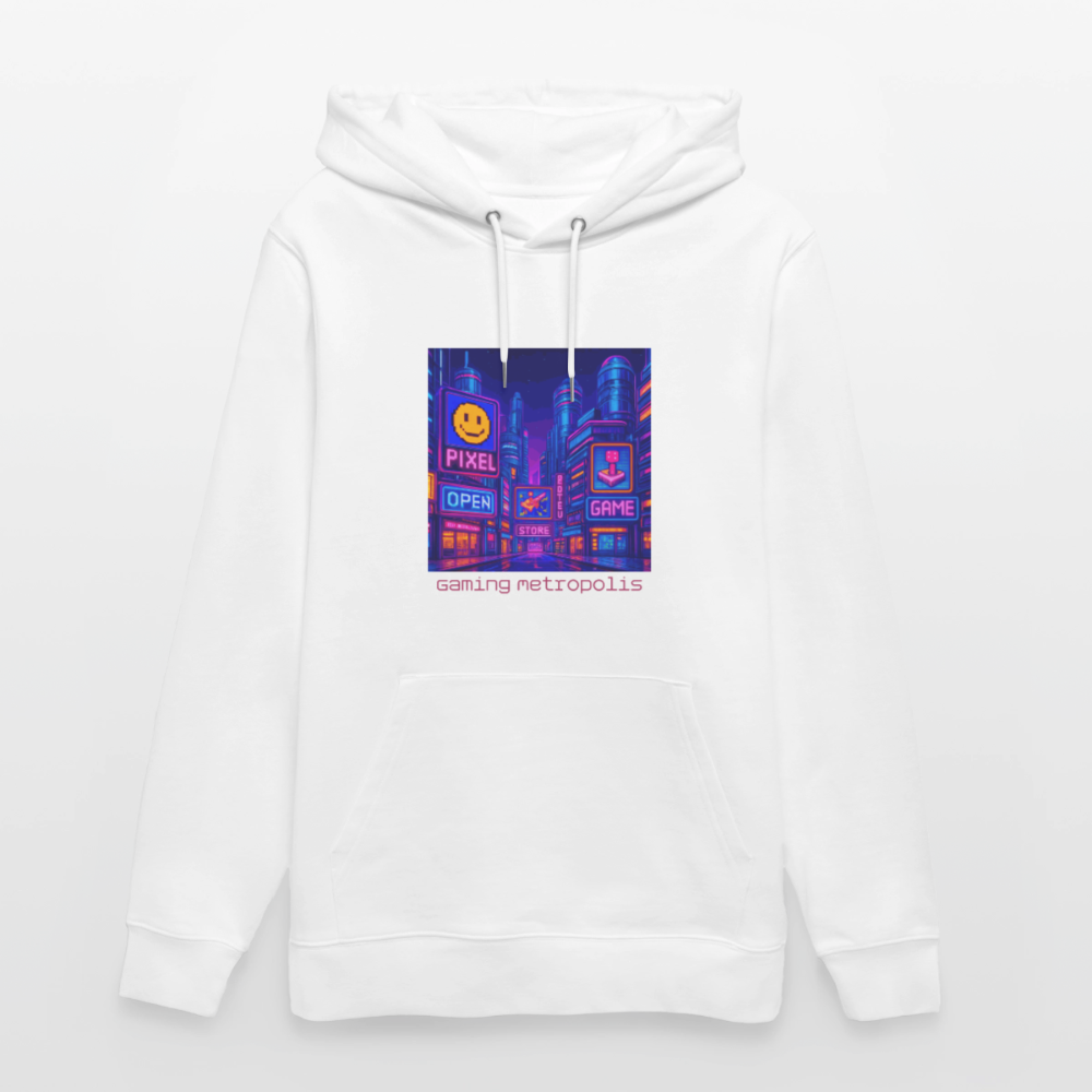 Organic Hoody - Neon Pixel City - white