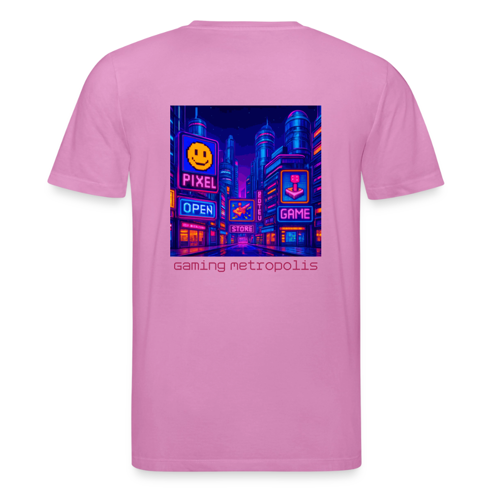 Organic T-Shirt - Neon Pixel City - pink