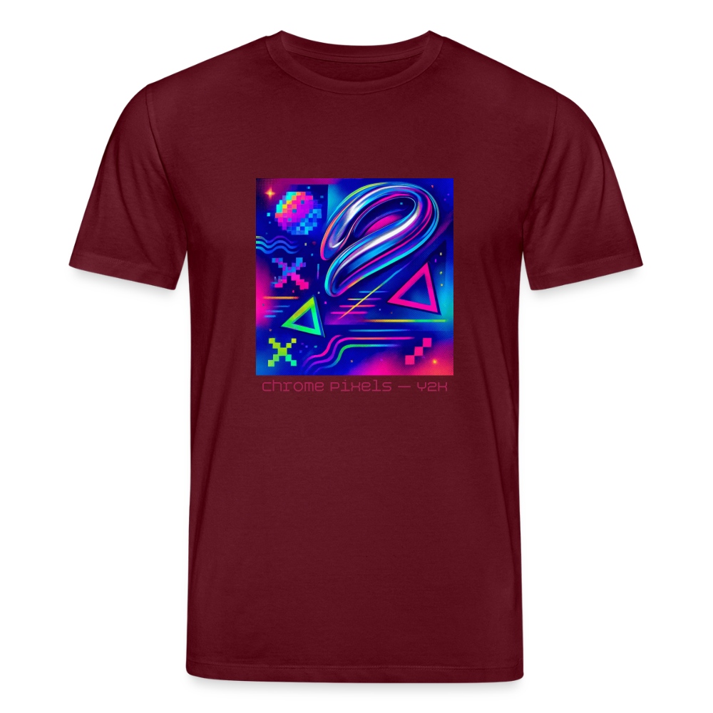 Organic T-Shirt - Neon Geometrics - burgundy