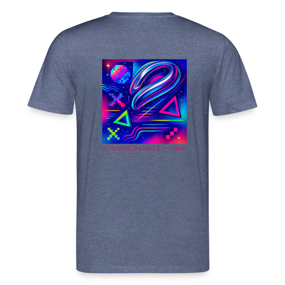 Organic T-Shirt - Neon Geometrics - dark heather blue