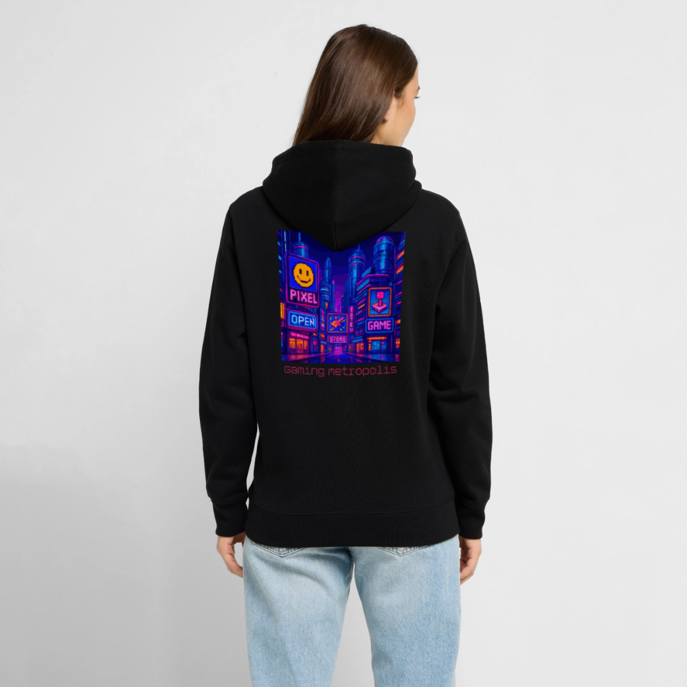 Organic Hoody - Neon Pixel City - black