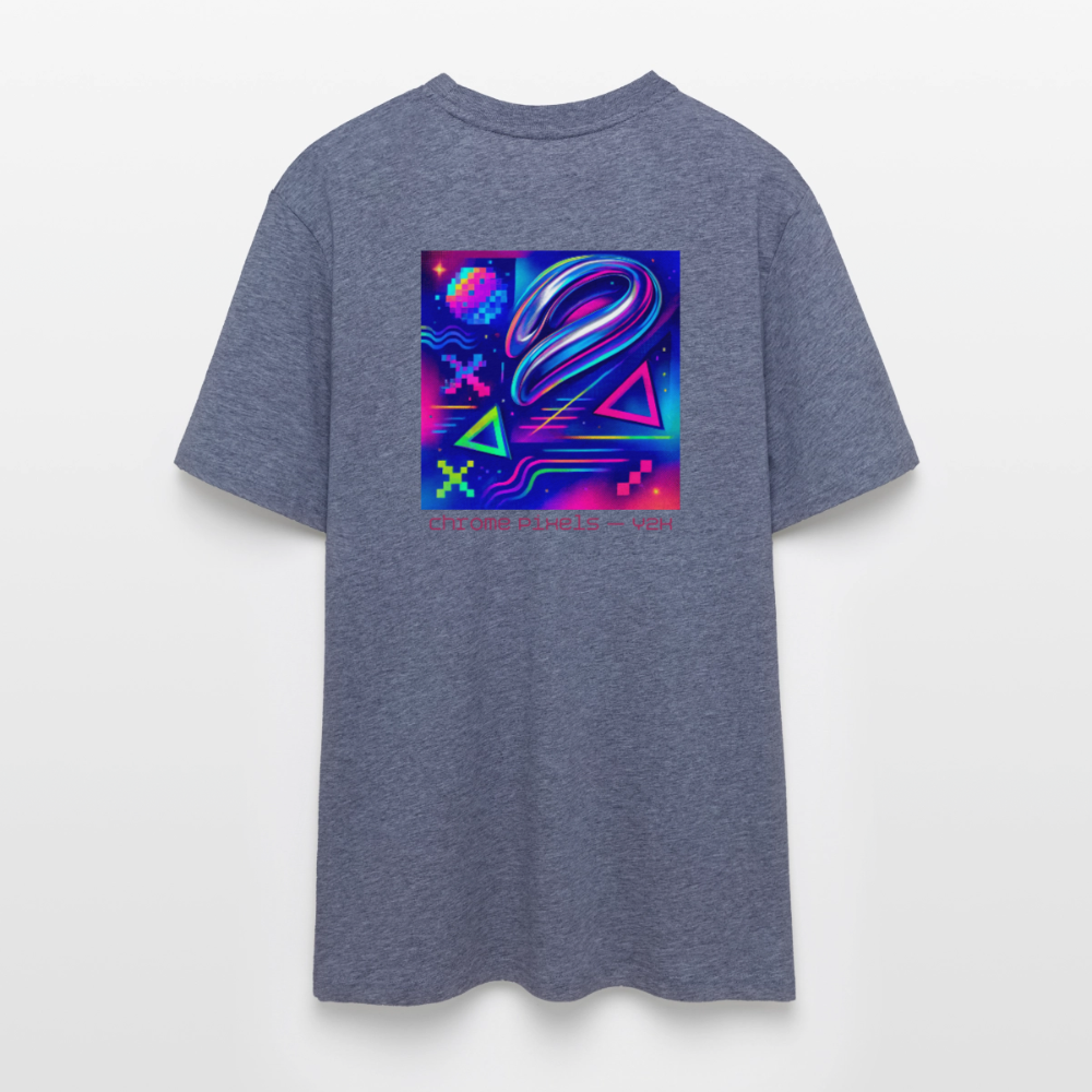 Organic T-Shirt - Neon Geometrics - dark heather blue